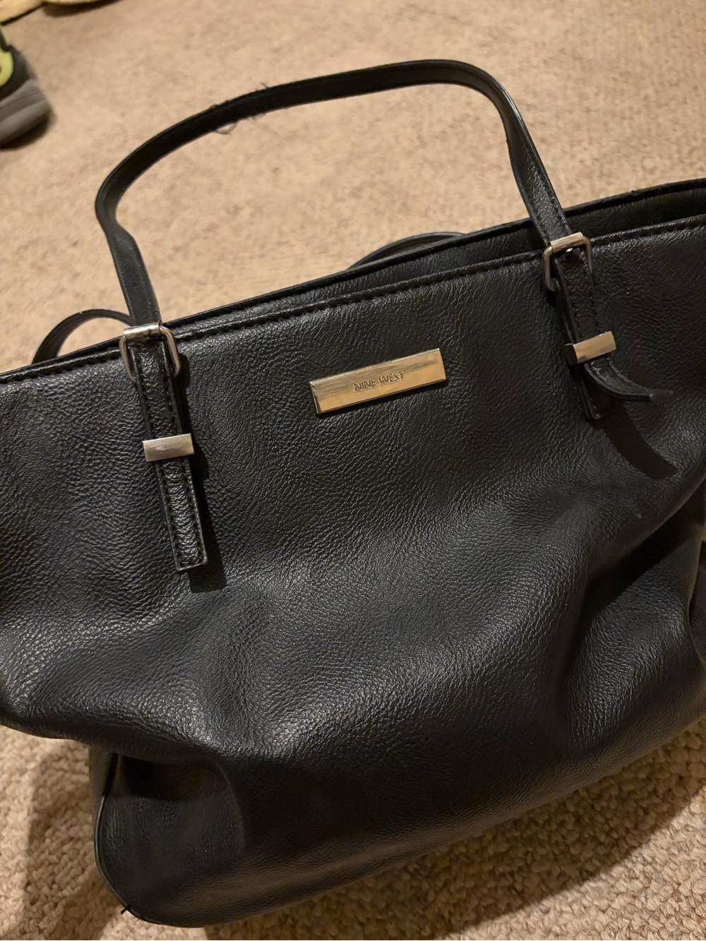 Nine West black leather handbag purse